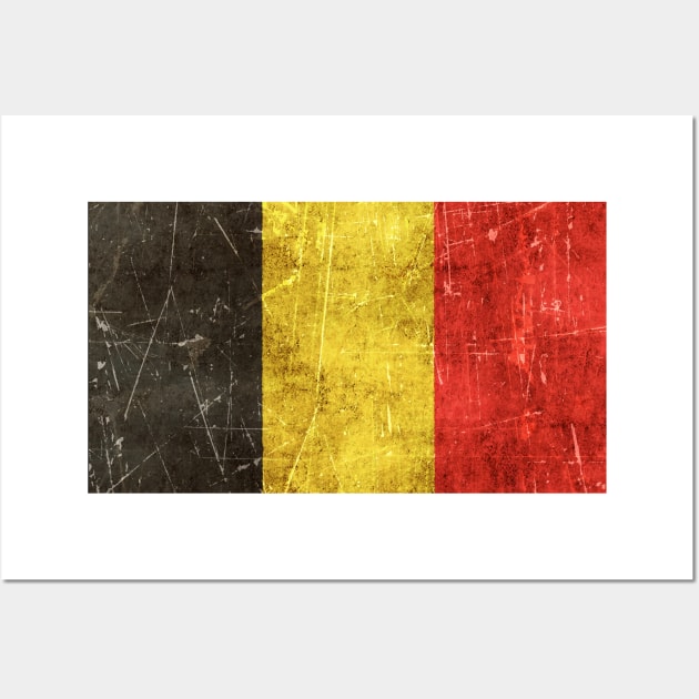 Vintage Aged and Scratched Belgian Flag Wall Art by jeffbartels